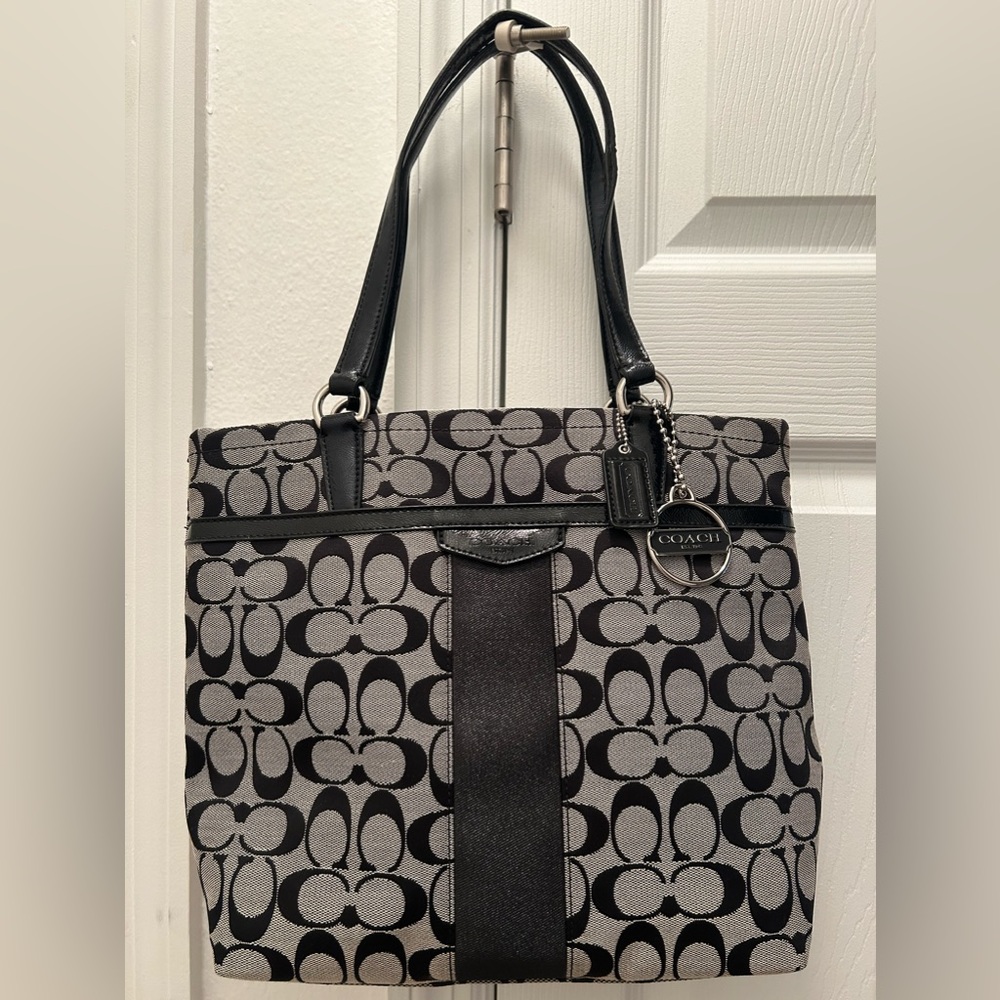 Coach Signature Black and White Tote Bag